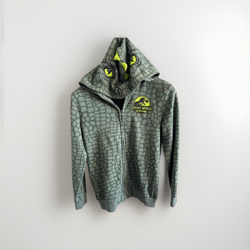Jurassic World Dominion Zip Up Hoodie With Reptile Skin Boys 12/14 Dinosaur Hood